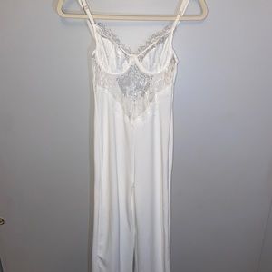 Lace top white jumpsuit